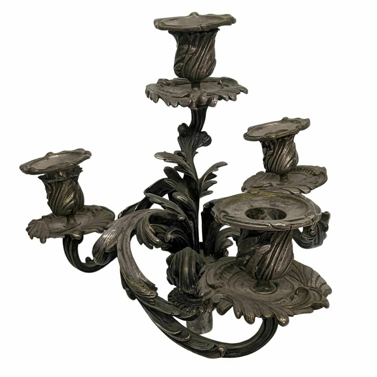 1443.0 Pair Of Silvered Bronze Candlesticks With 19th Century Cherubs photo
