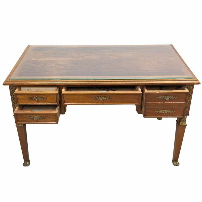 Empire Style Flat Desk Back From Egypt Mahogany And Bronze photo Furniture