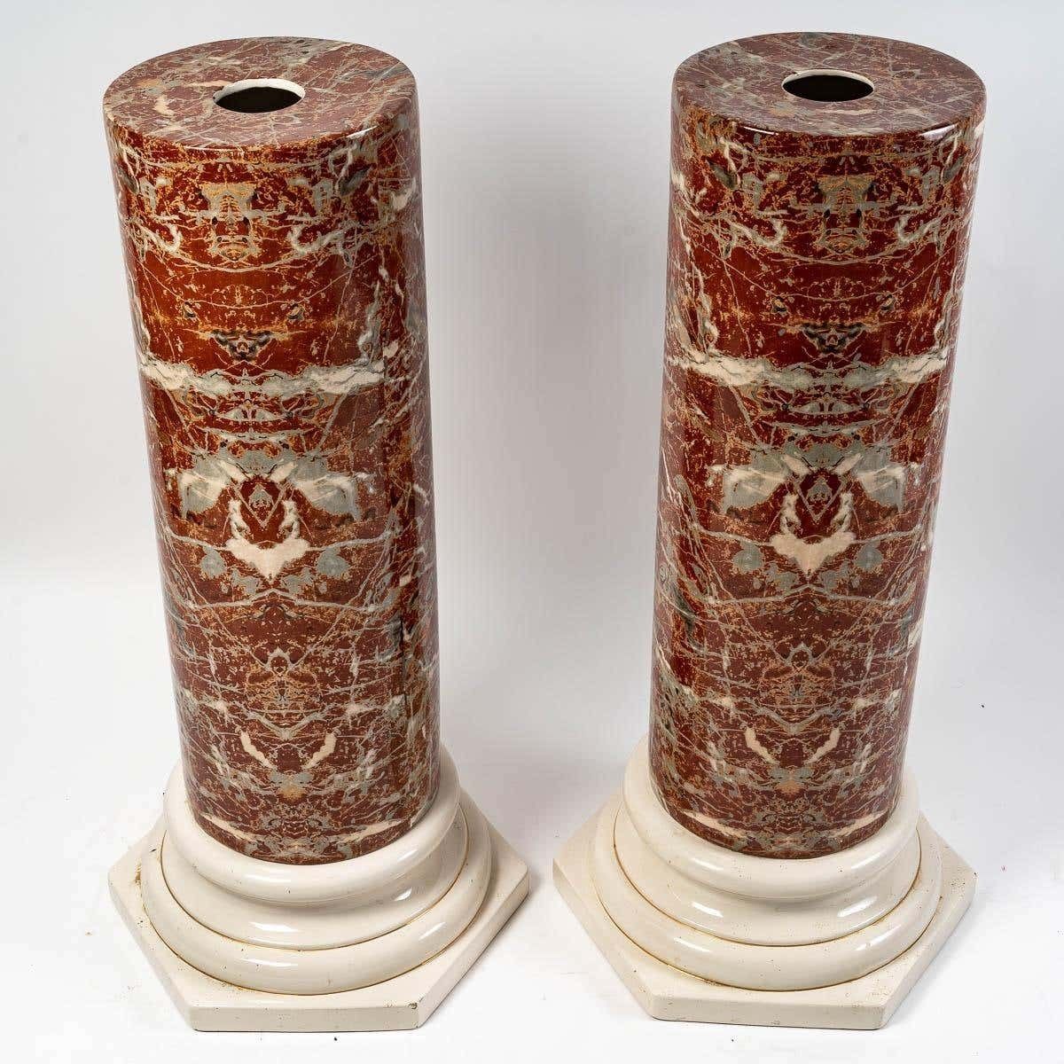 Pair Of Ceramic Columns, Late 19th Century photo Home Decor