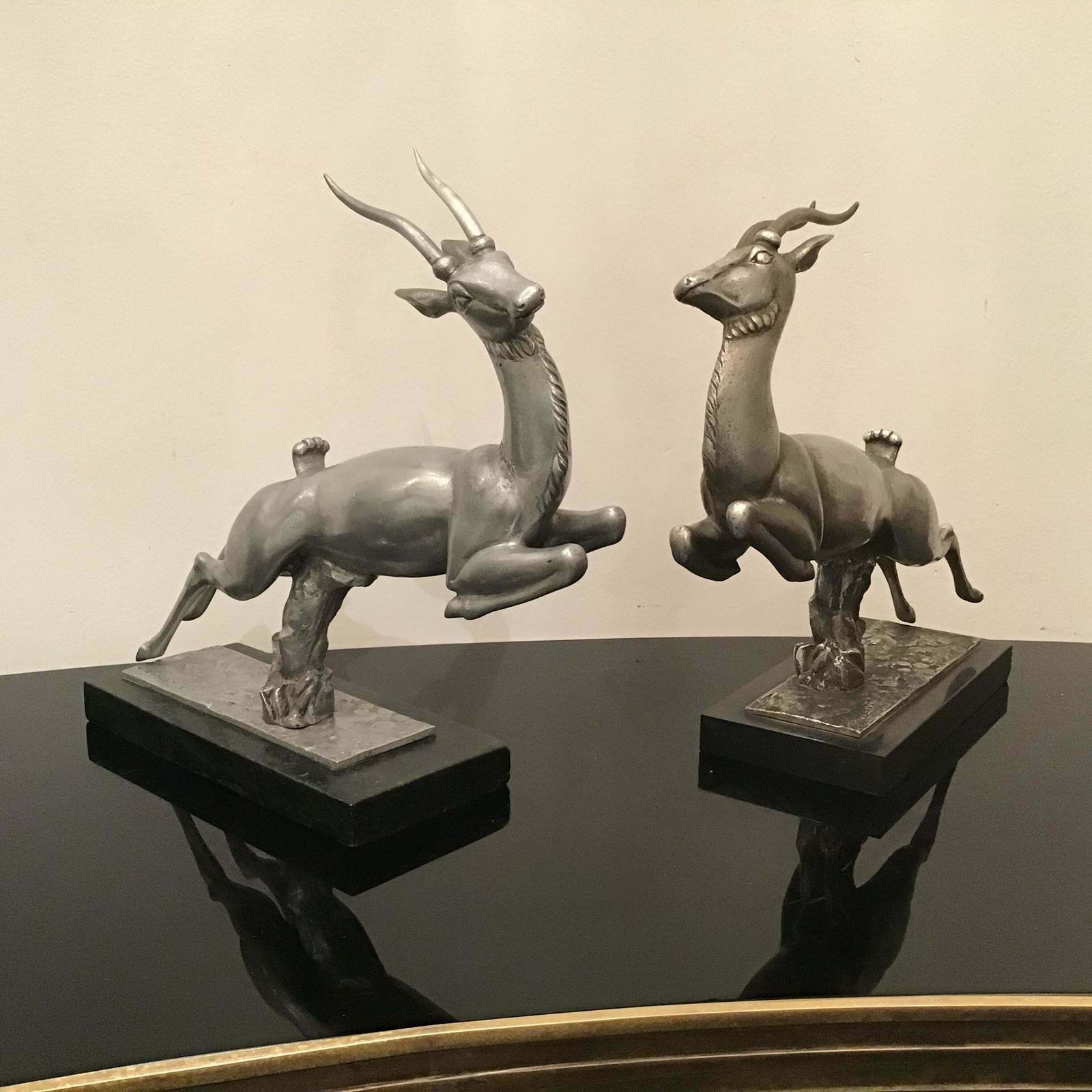 5435.0 Carlo Lorenzetti Bookends Marbre Pewter Silver Metal 1930 Italy photo