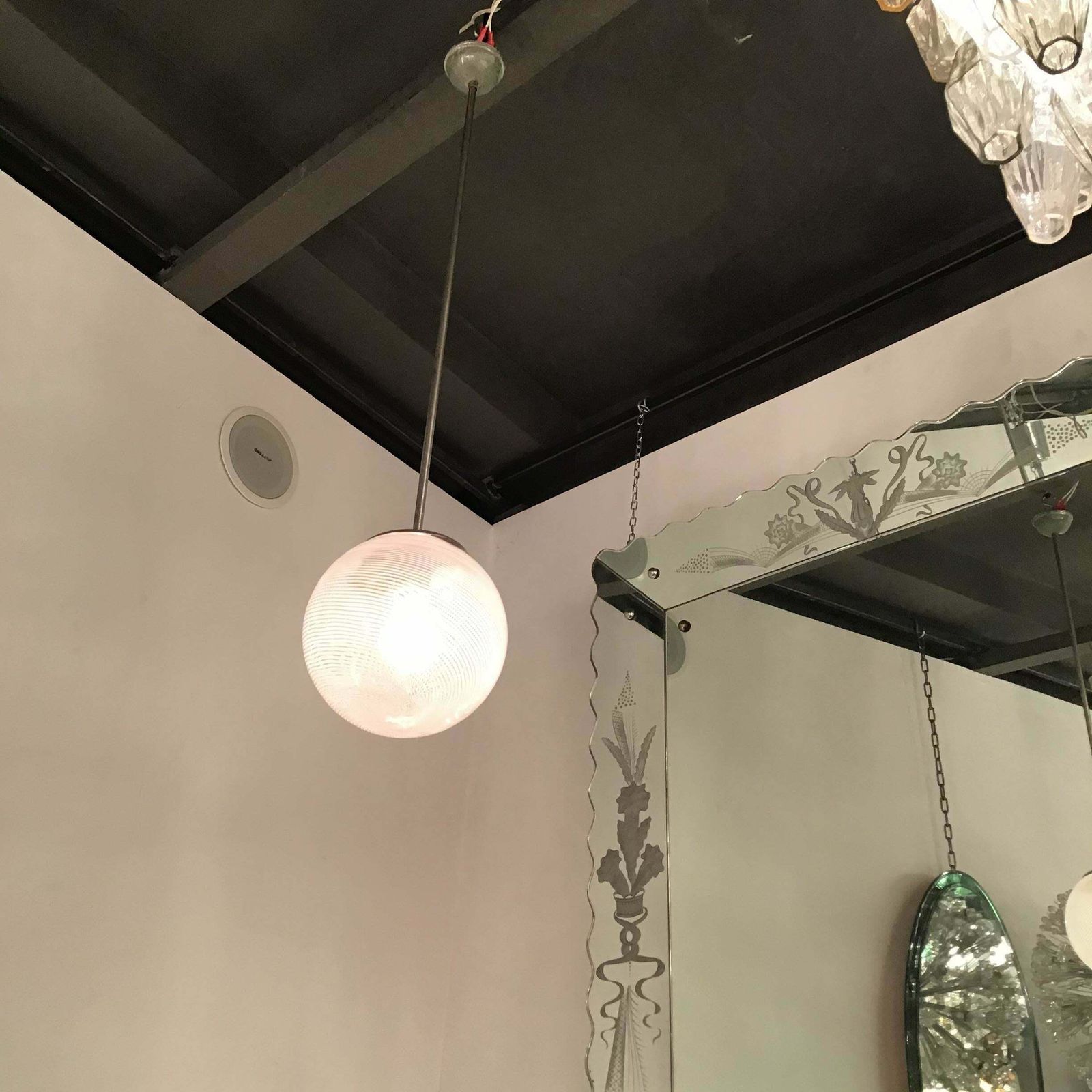 photo buy Venini Chandelier Filigrana Murano Glass 1930 Italy