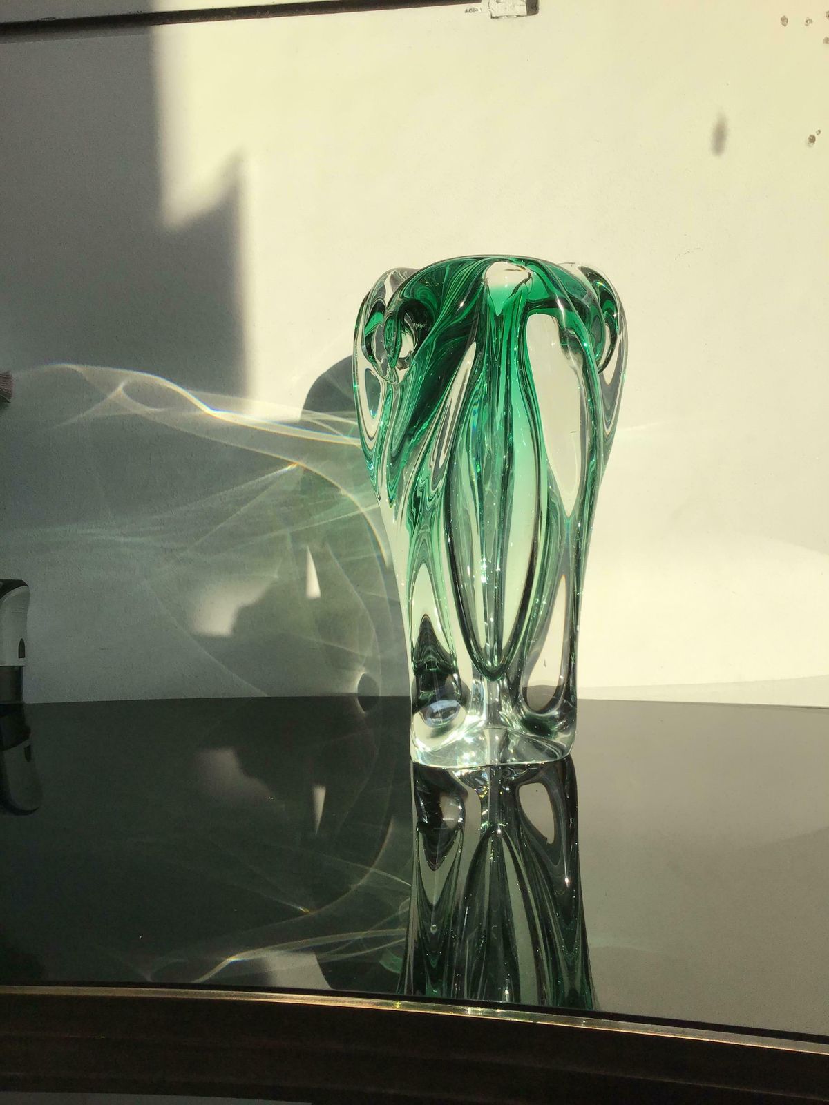 photo for sale Seguso Vase Green Murano Glass 1950 Italy