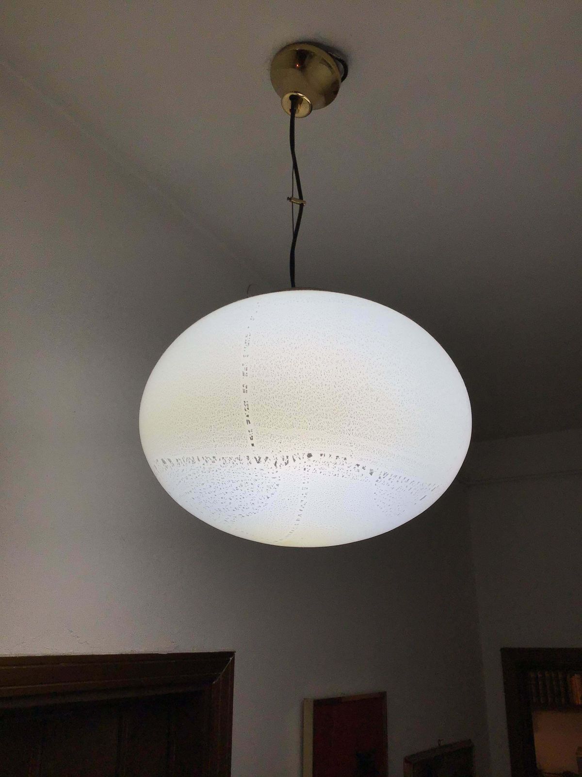 photo for sale Venini Chandelier 1960 Murano Glass Brass Italia