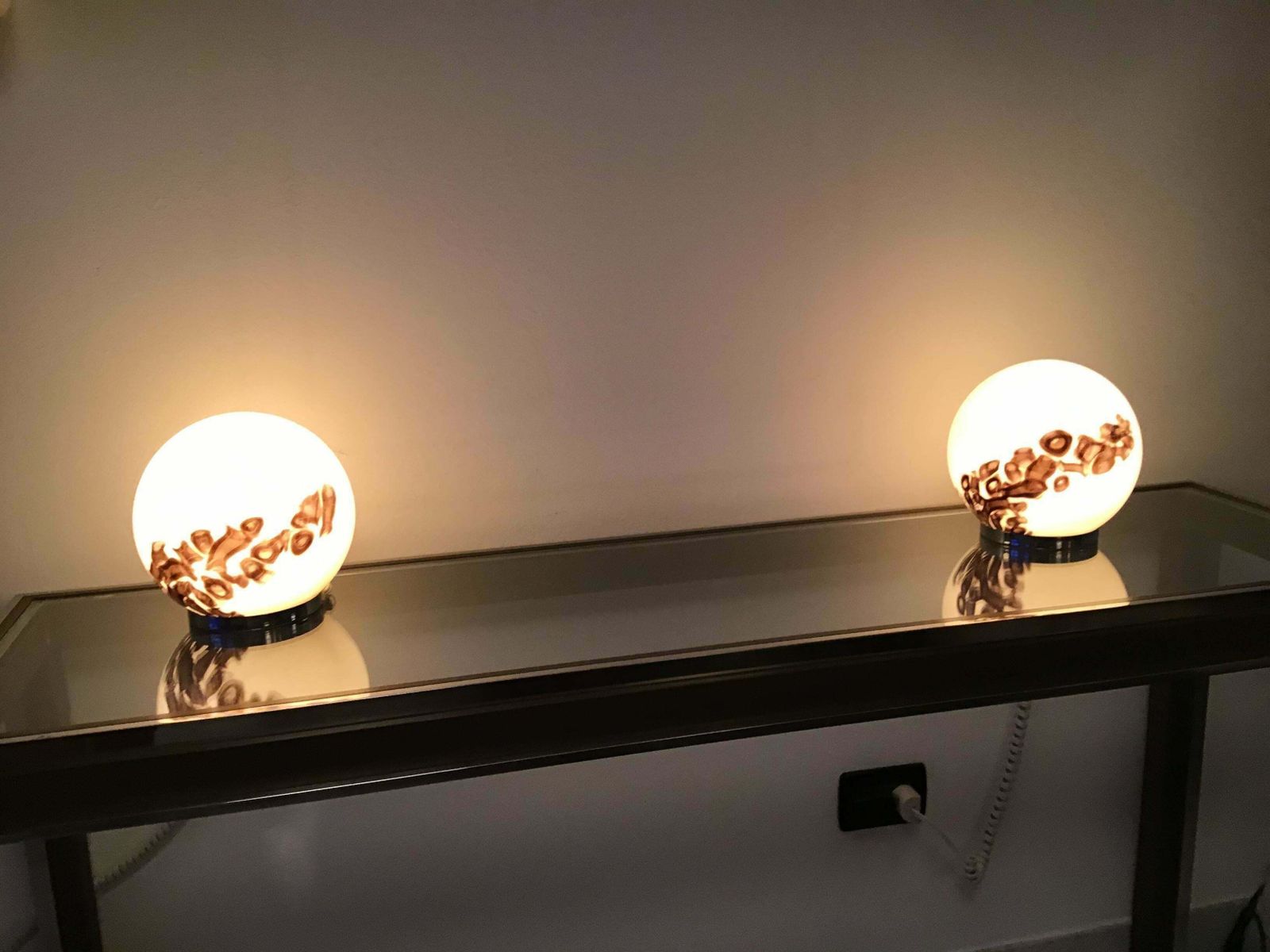 Vistosi Couple Table Lamp Murano Glass Metal 1960 Italy photo vinterior