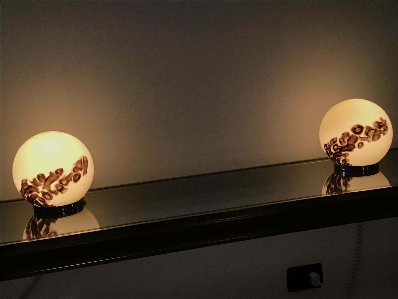 Vistosi Couple Table Lamp Murano Glass Metal 1960 Italy photo buy