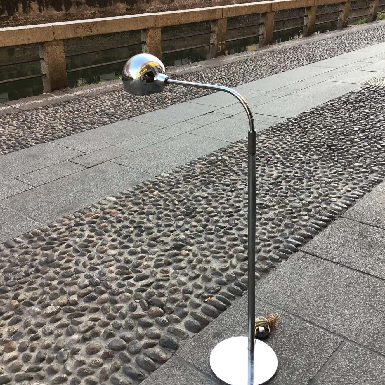 Sergio Asti Candle Floor Lamp 1960 Metal Chrom Italy photo vintage