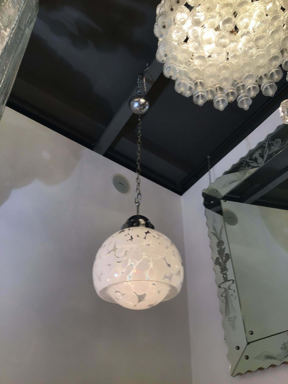 Mazzega Chandelier Flower Spotted Chrome Murano Glass  1960 photo vinterior