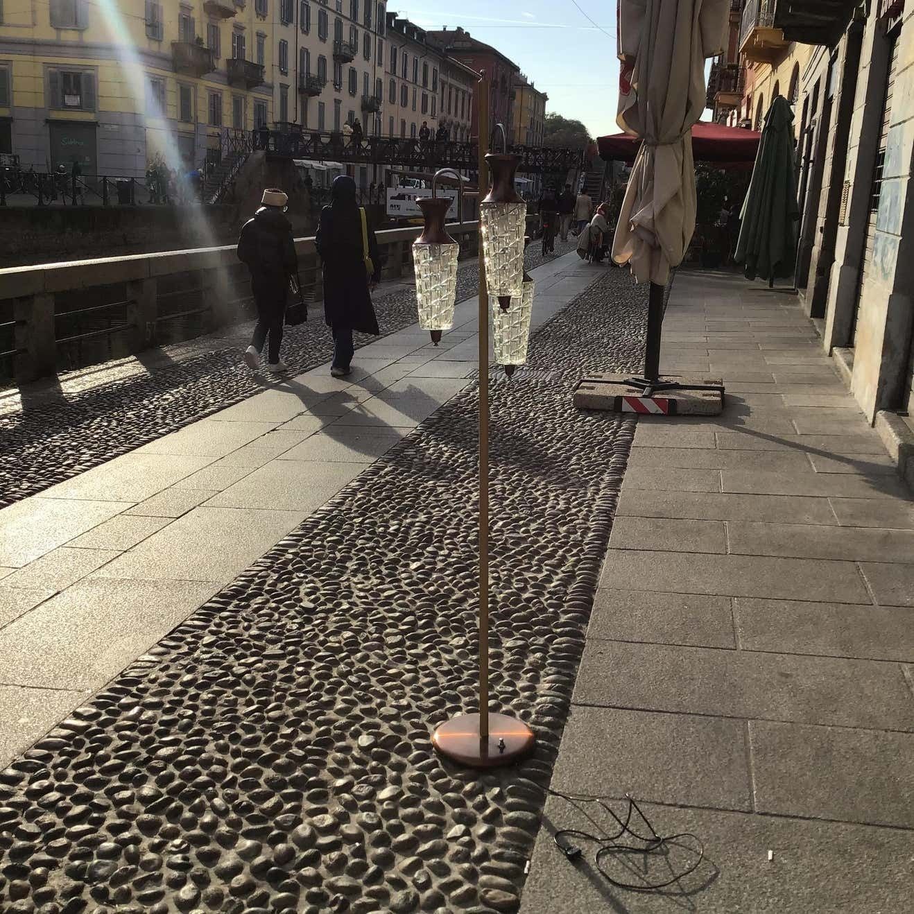 Sciolari Floor Lamp Metal Crome Glass Metal 1955 Italy photo for sale