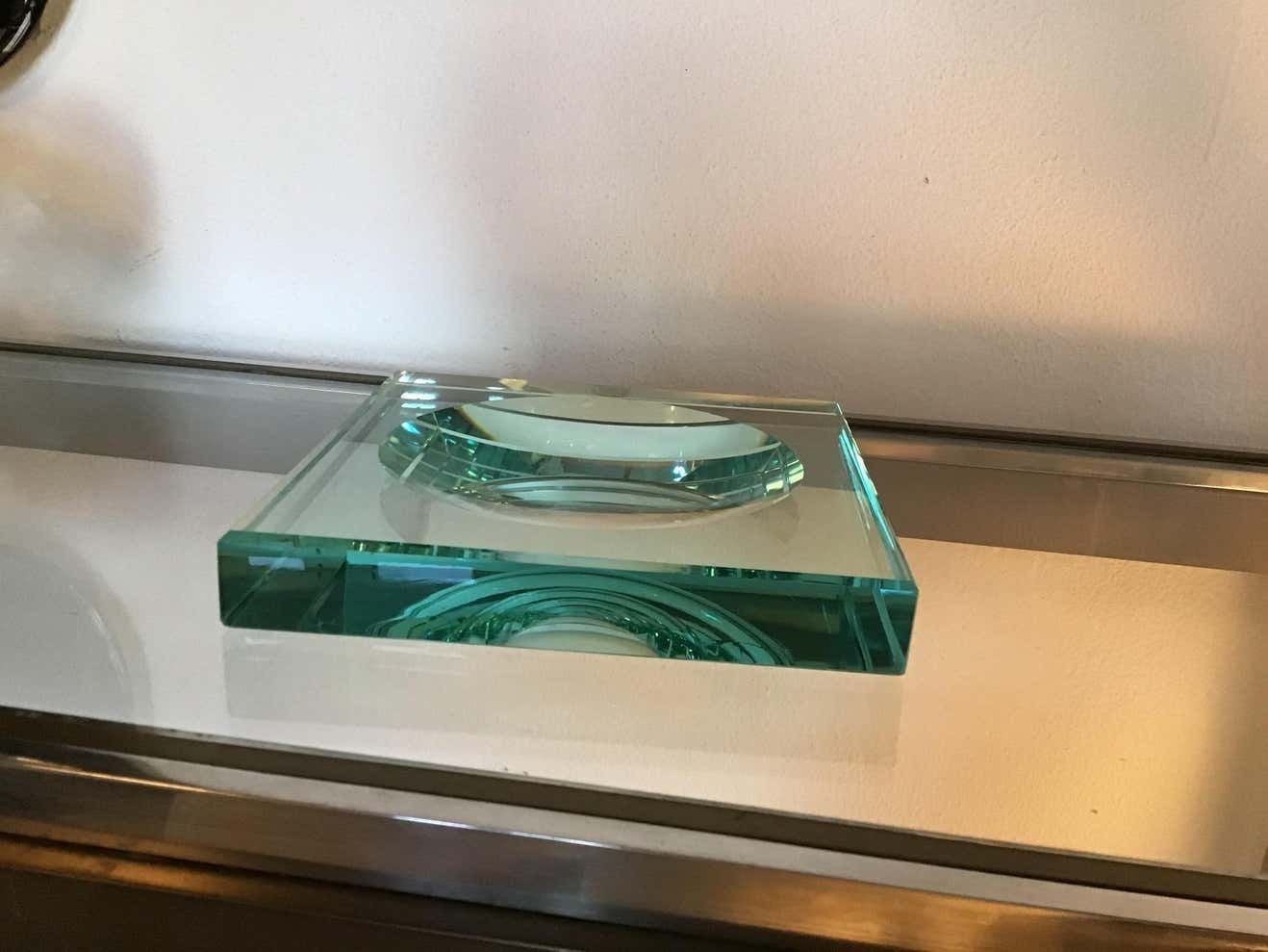 Fontana Arte Empty Ashtray Pockets Cut And Hollowed Crystal, 1960, Italy photo 1359.0