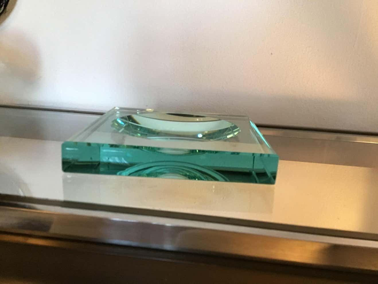 photo furniture Fontana Arte Empty Ashtray Pockets Cut And Hollowed Crystal, 1960, Italy