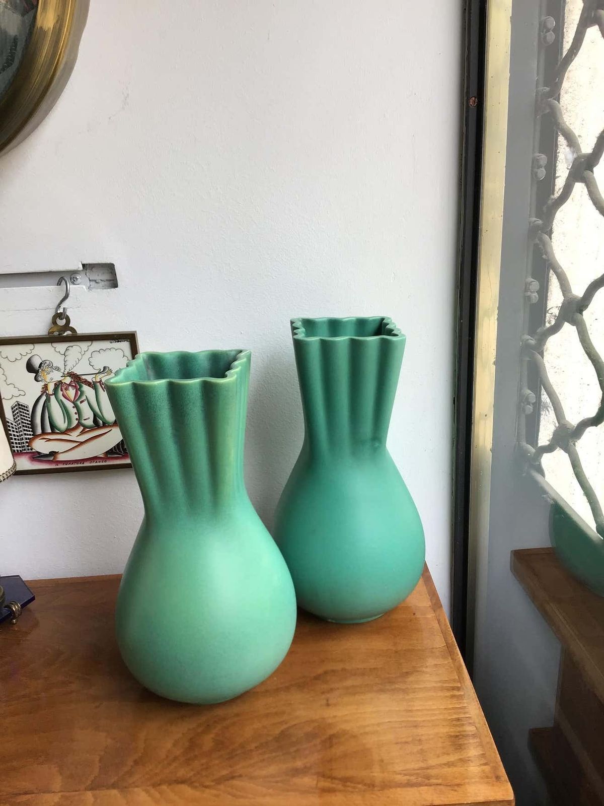 photo for sale Richard Ginori Giovanni Gariboldi Green Vase Ceramic, 1950, Italy