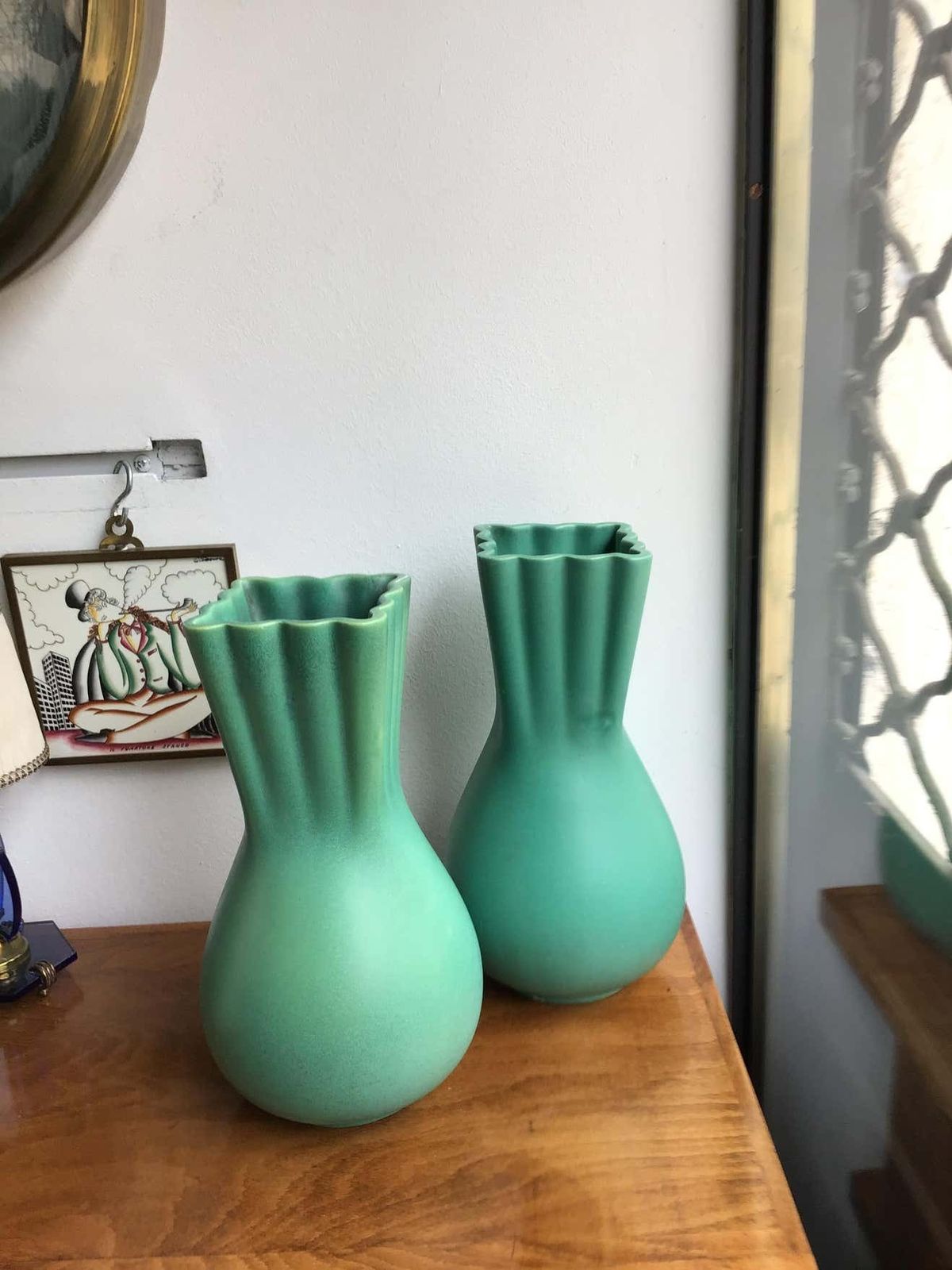 3260.0 Richard Ginori Giovanni Gariboldi Green Vase Ceramic, 1950, Italy photo