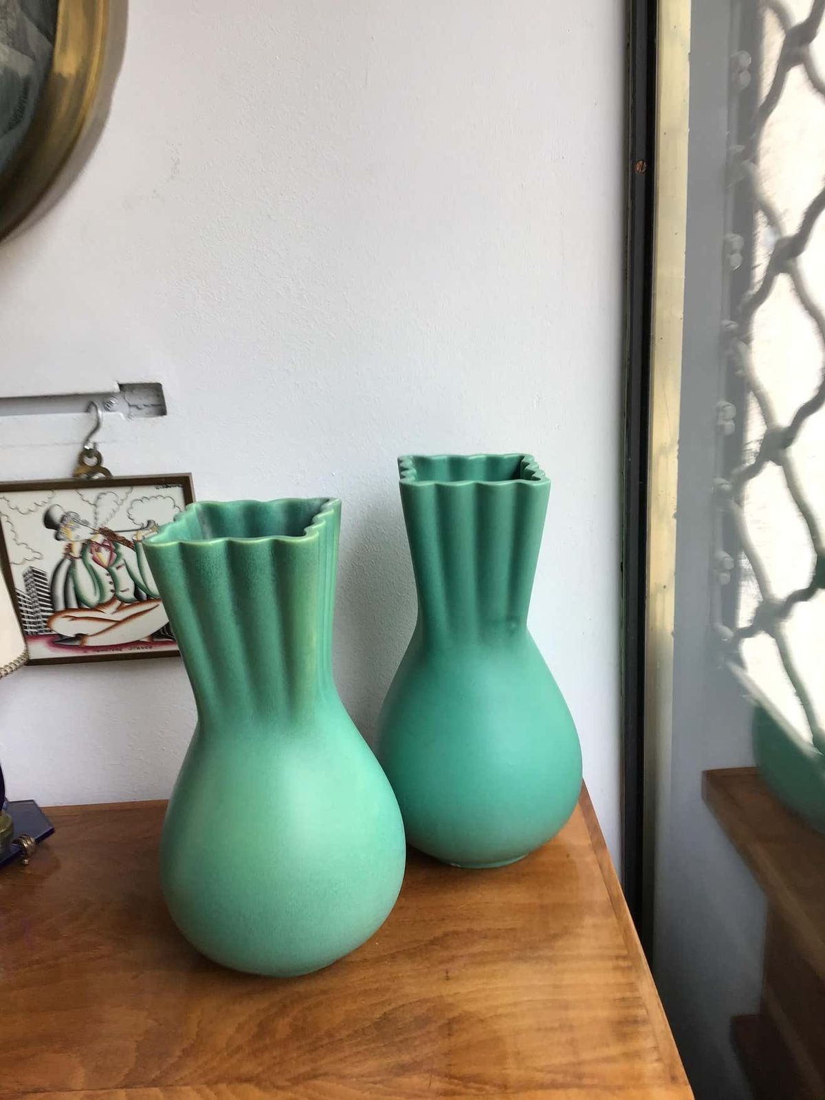 photo vinterior Richard Ginori Giovanni Gariboldi Green Vase Ceramic, 1950, Italy