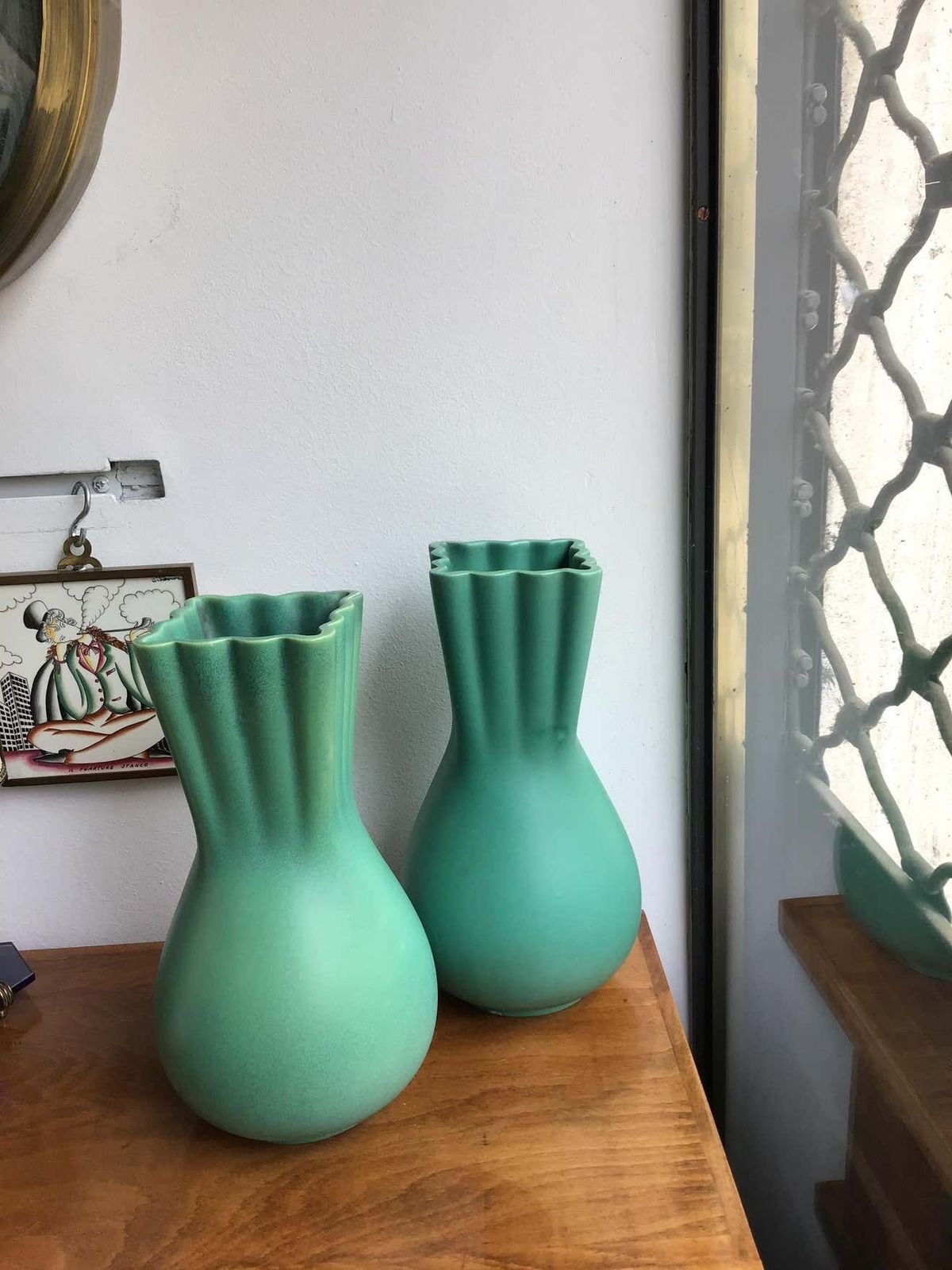 photo buy Richard Ginori Giovanni Gariboldi Green Vase Ceramic, 1950, Italy