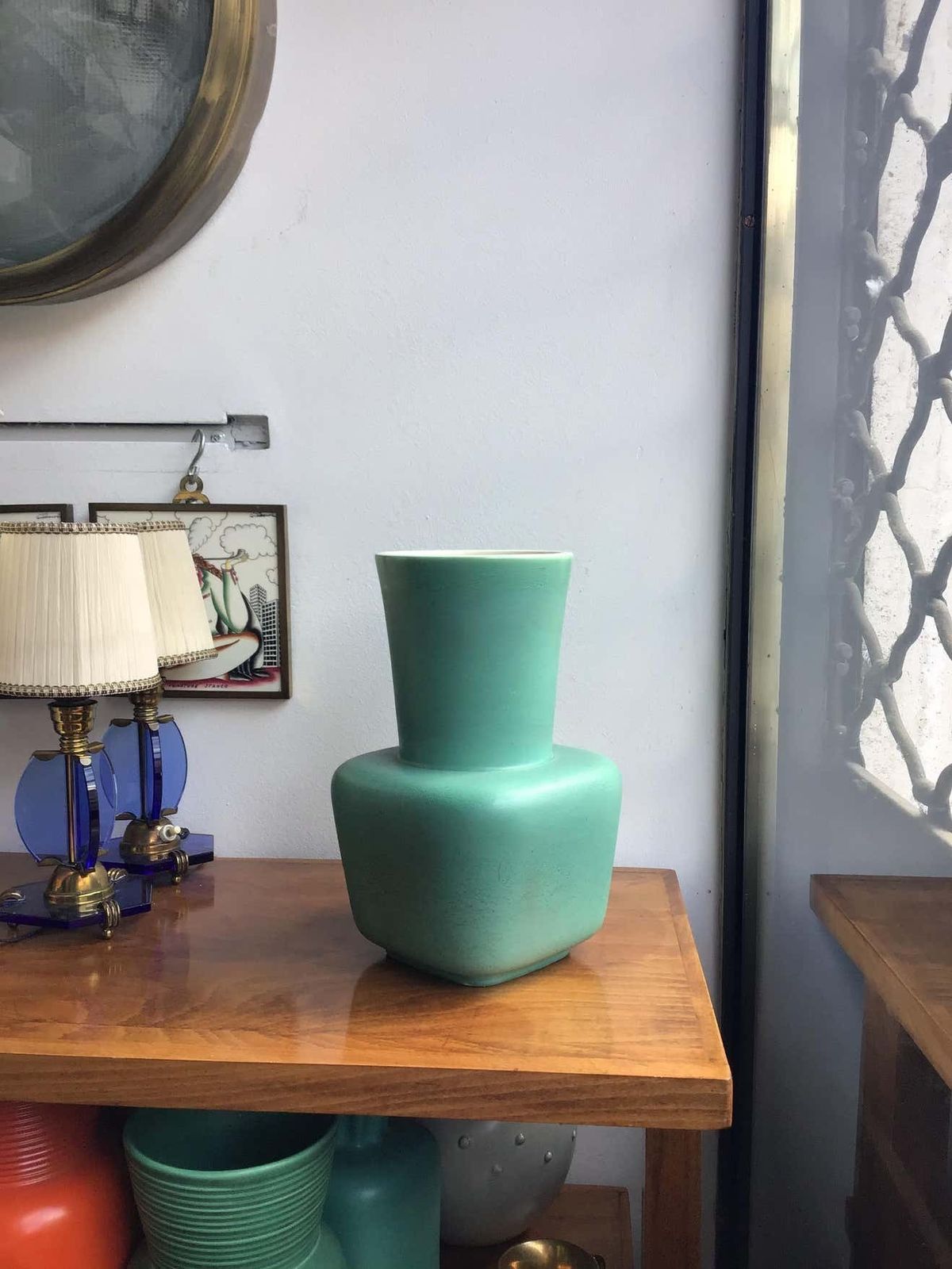 Richard Ginori Giovanni Gariboldi Vase Green Ceramic, 1950, Italy photo furniture