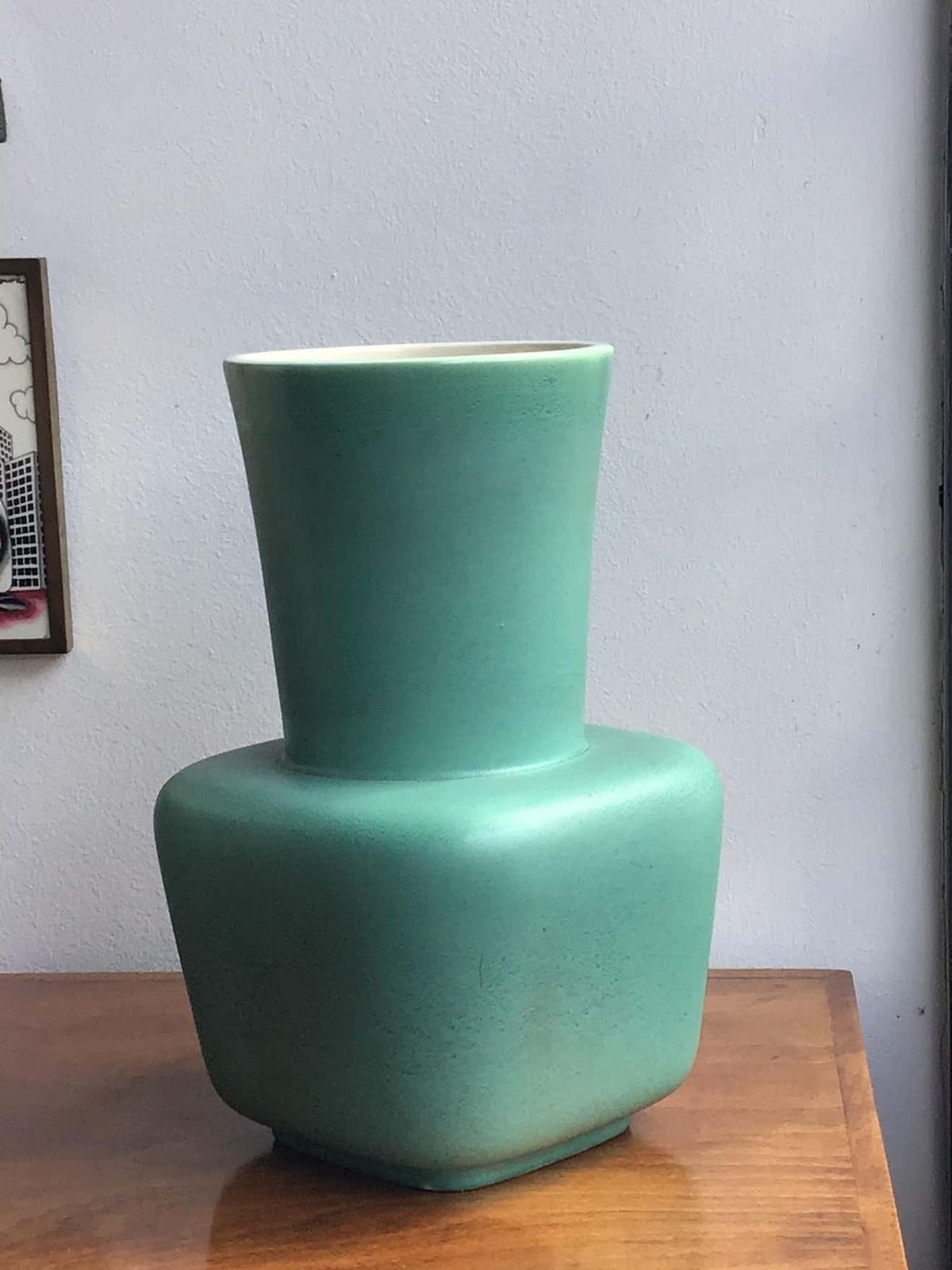 Richard Ginori Giovanni Gariboldi Vase Green Ceramic, 1950, Italy photo for sale