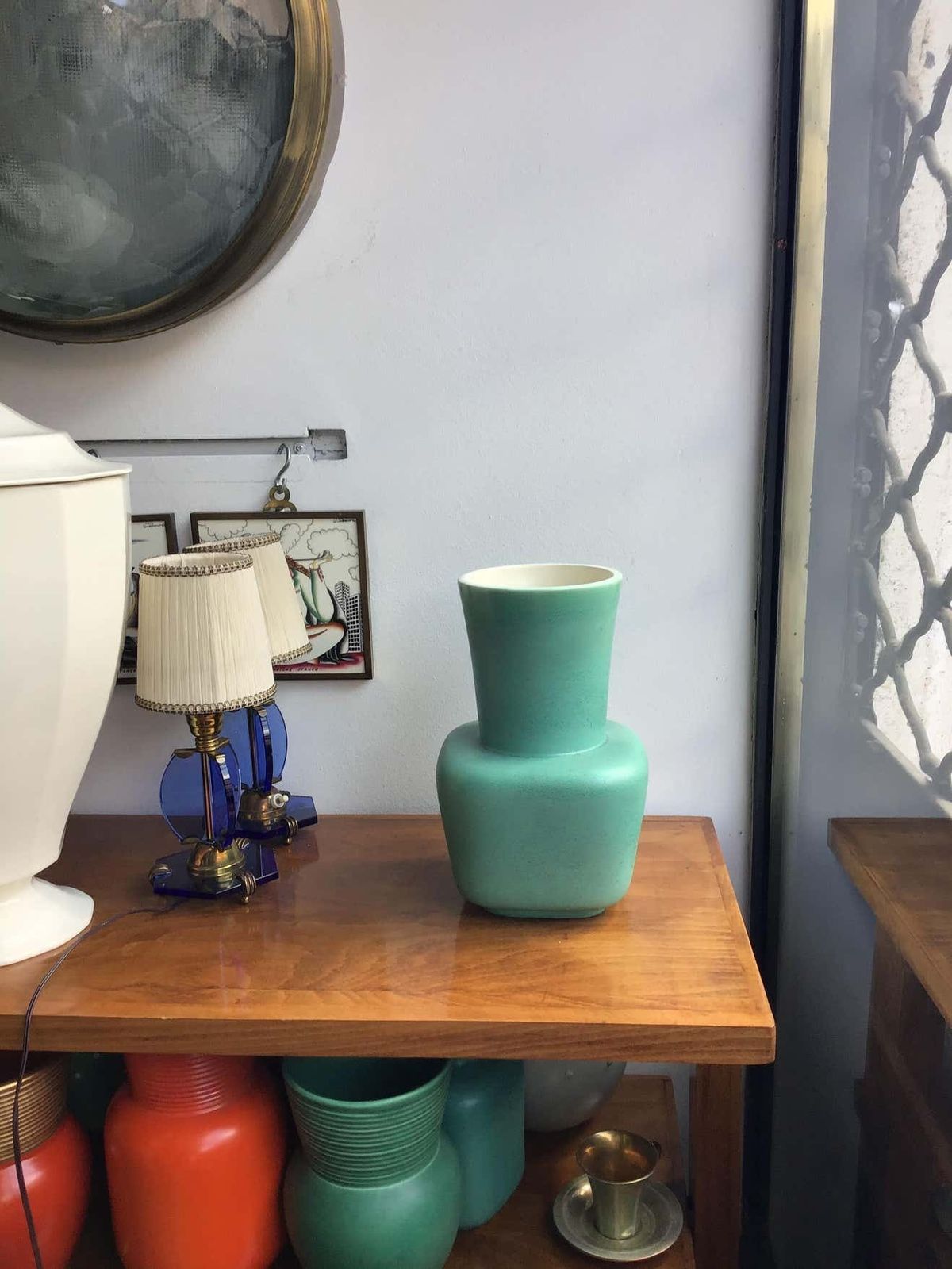 Richard Ginori Giovanni Gariboldi Vase Green Ceramic, 1950, Italy photo buy