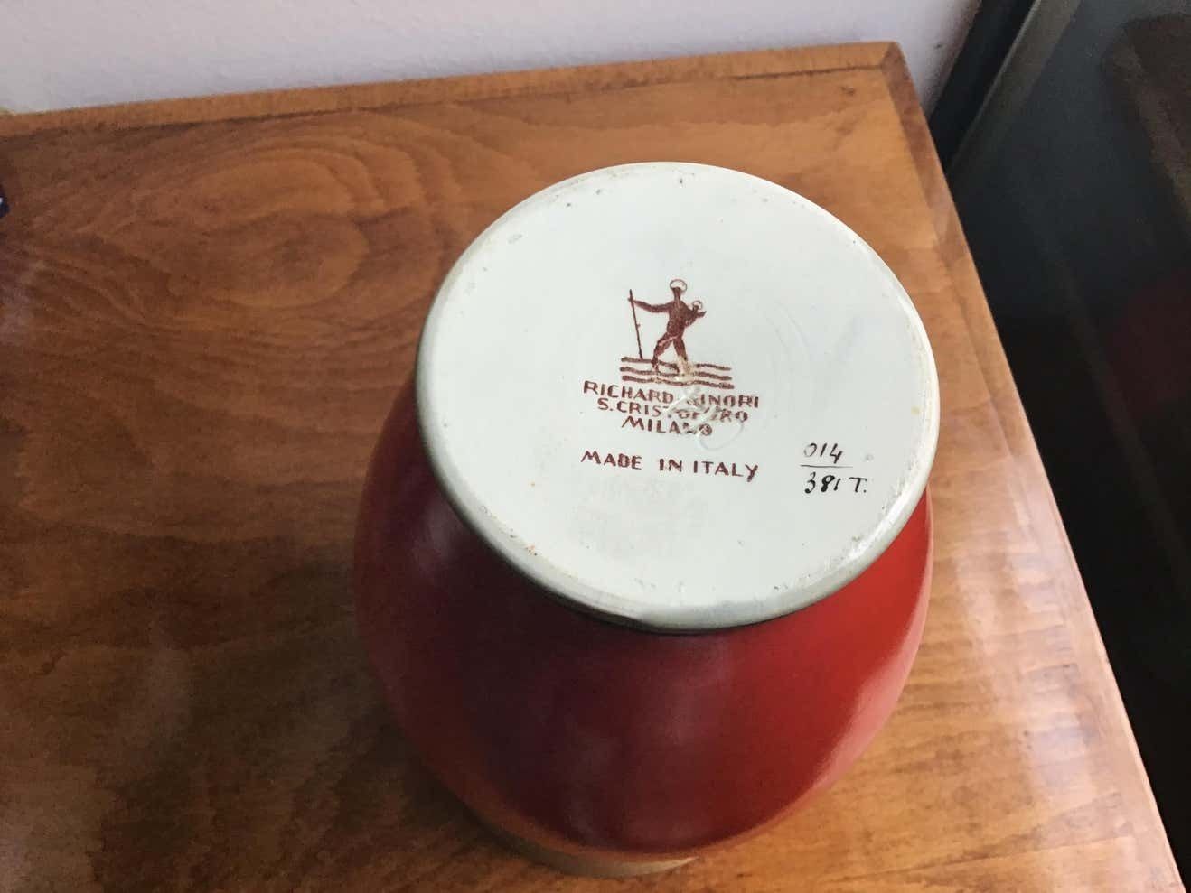 2264.0 Gio Ponti Richard Ginori Vase Ceramic Gold Red, 1940, Italy photo