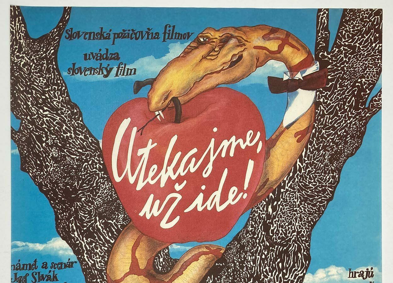 Original Film Poster, Run, He Is Coming!, Jitka Blechová, 1986, Genuine Czech Vintage Print photo furniture
