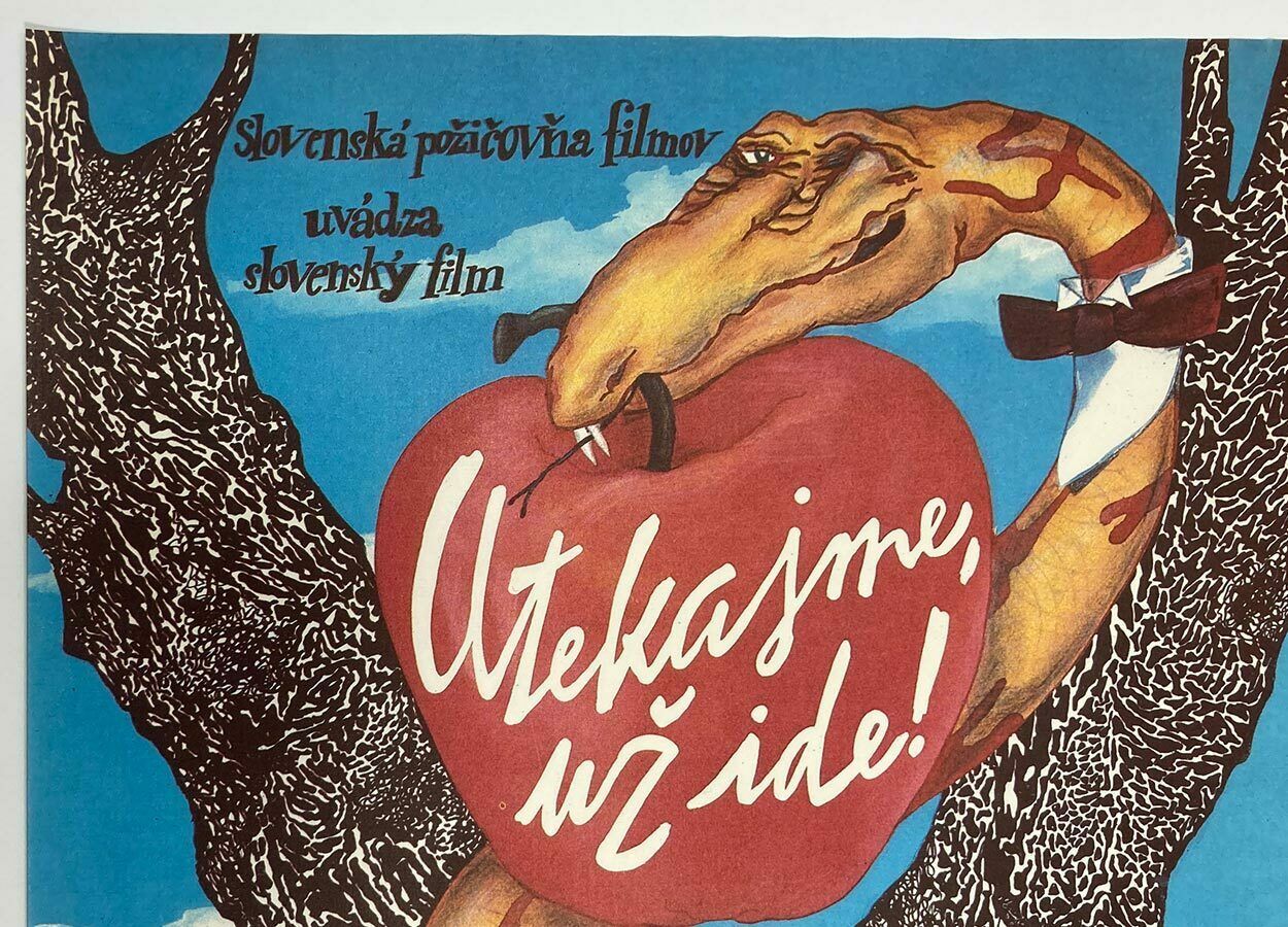 Original Film Poster, Run, He Is Coming!, Jitka Blechová, 1986, Genuine Czech Vintage Print photo vinterior