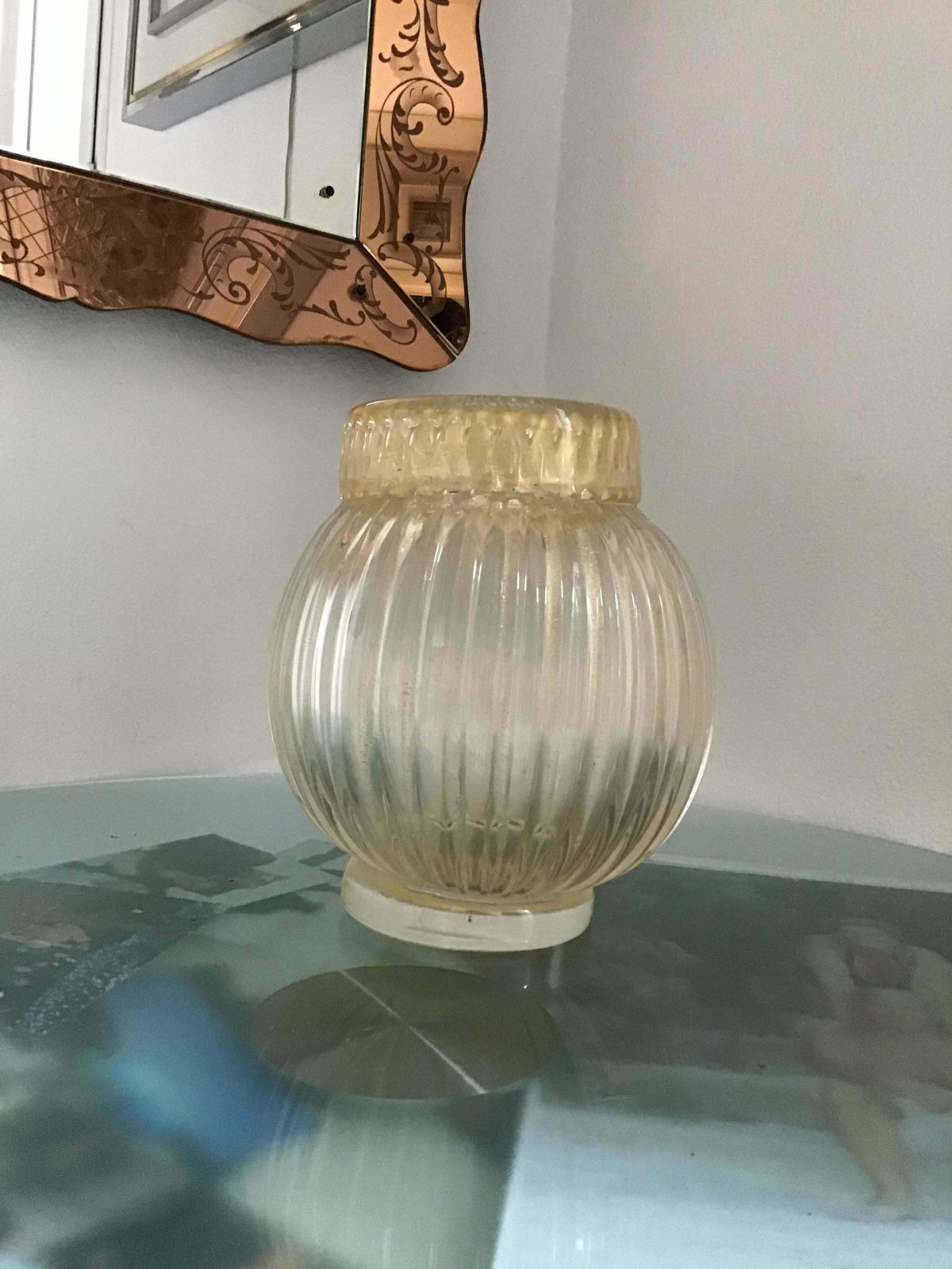 Seguso Vase Murano Glass With Gold Leaf 1955 Italy photo furniture