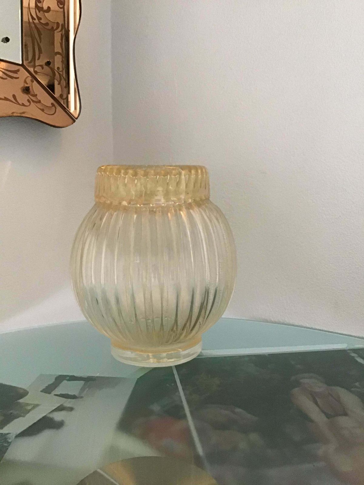 Seguso Vase Murano Glass With Gold Leaf 1955 Italy photo buy