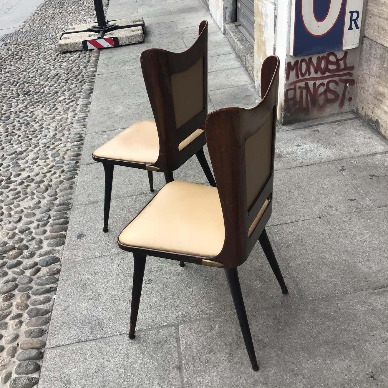 Carlo Ratti Chairs Wood Brass Skin 1955, Italy photo Furniture