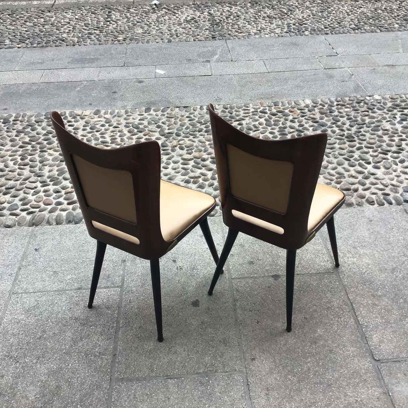 Carlo Ratti Chairs Wood Brass Skin 1955, Italy photo buy
