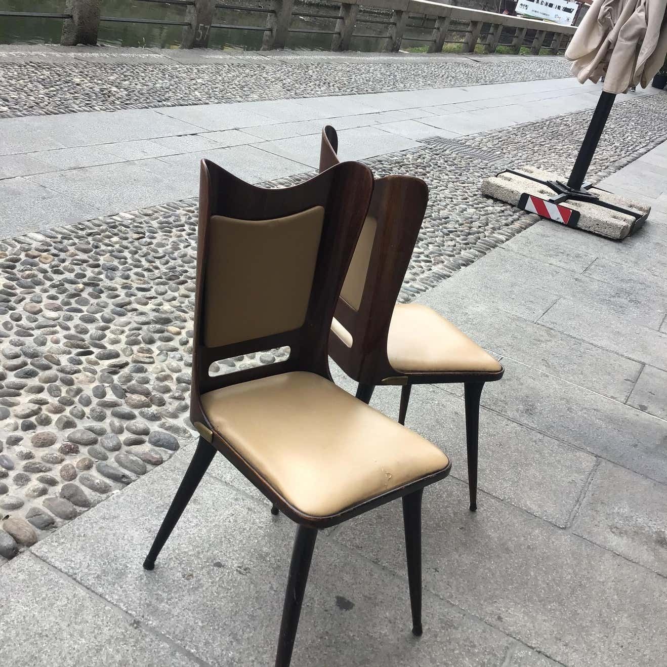 photo furniture Carlo Ratti Chairs Wood Brass Skin 1955, Italy