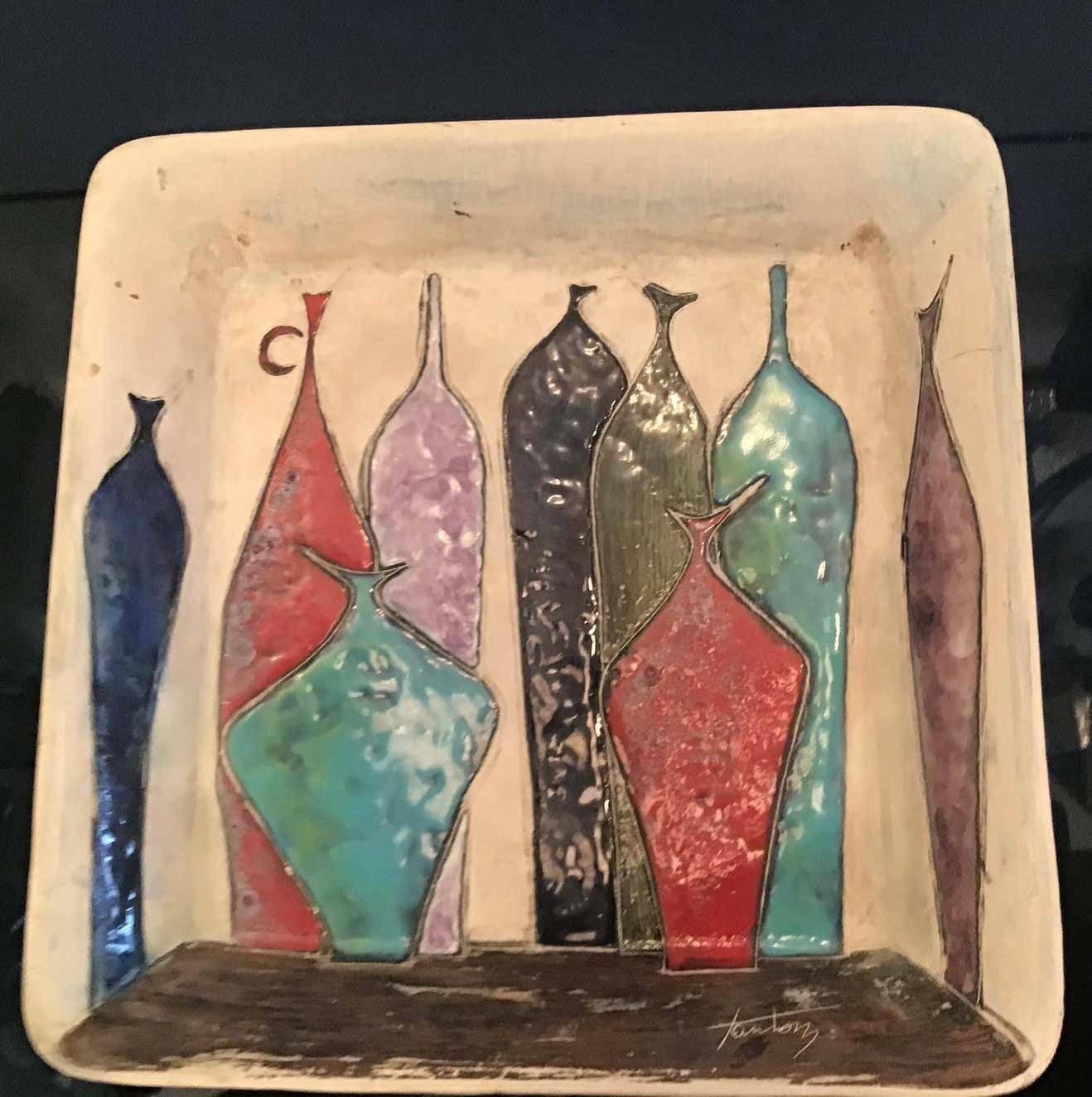 Marcello Fantoni Empty Pockets / Wall Plate Lustre Worked Ceramic, 1950, Italy photo for sale