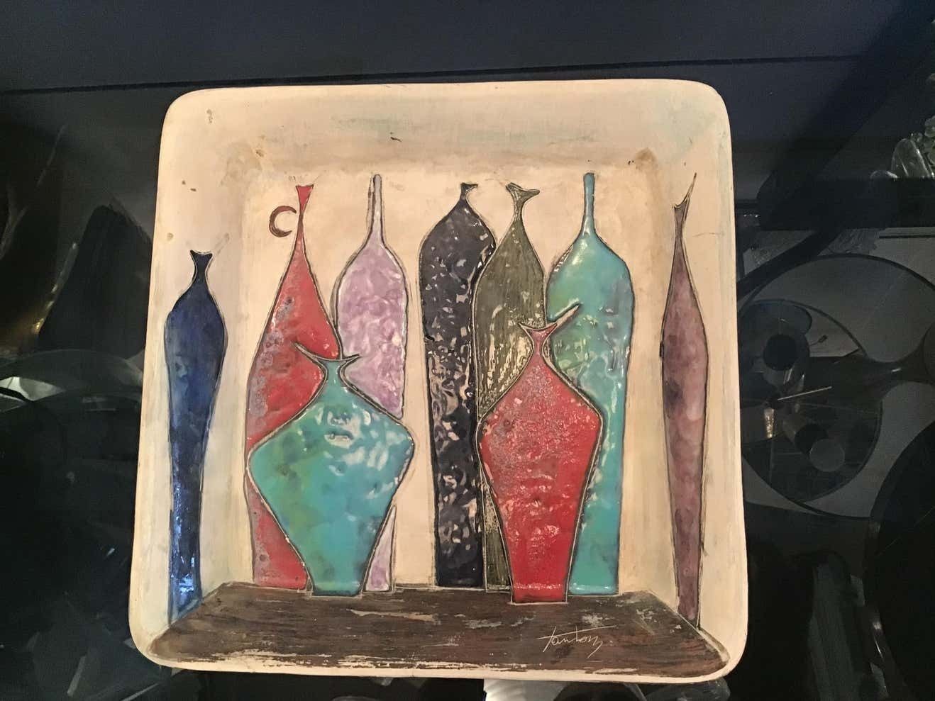 Marcello Fantoni Empty Pockets / Wall Plate Lustre Worked Ceramic, 1950, Italy photo 1359.0