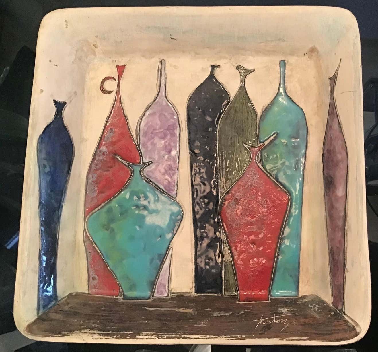 Marcello Fantoni Empty Pockets / Wall Plate Lustre Worked Ceramic, 1950, Italy photo vinterior