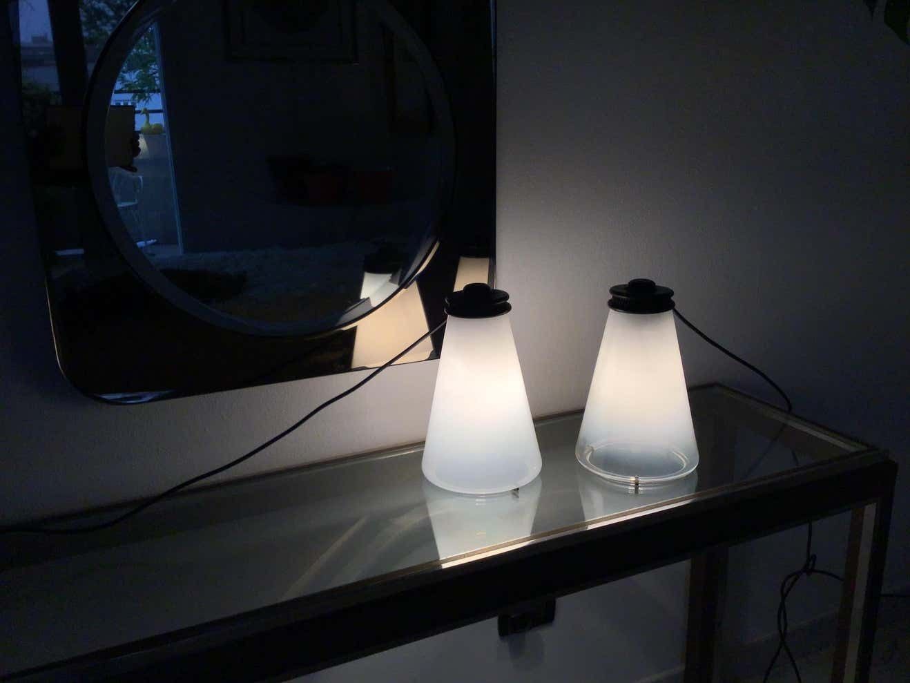 Arteluce Couple Table Lamp Conetto “Ezio Didone” Glass, 1979 photo 3170.0