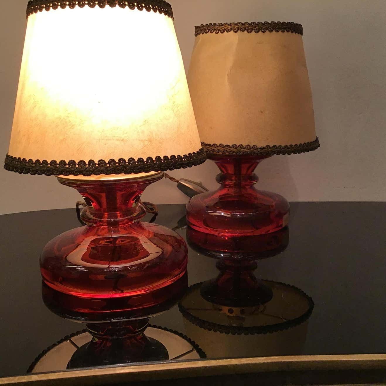 Seguso Flavio Poli Murano Glass Brass Fabric Lampshade, 1960, Italy photo buy