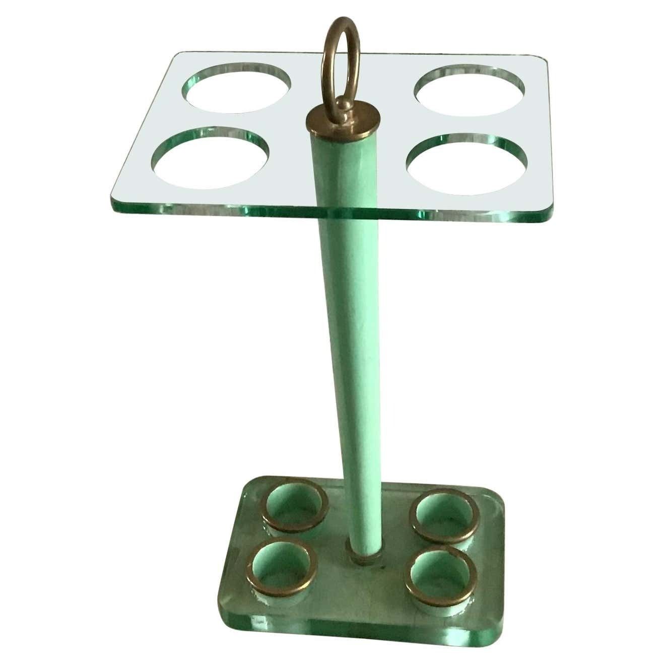 Fontana Arte Umbrella Holder Glass Brass, 1945, Italy