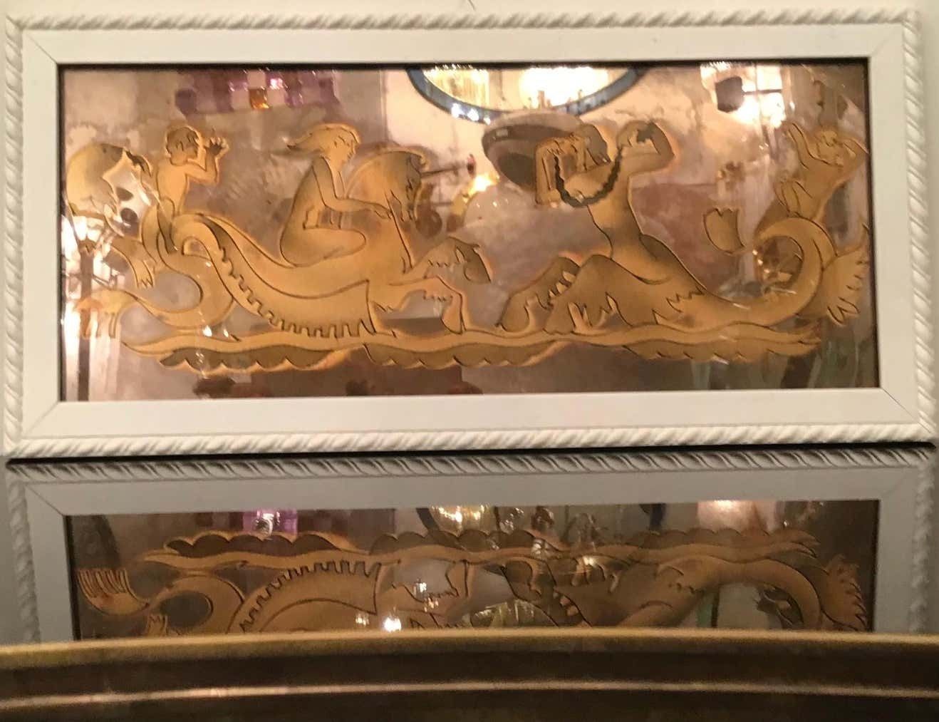 Luigi Brusotti “ Love On The High Seas” And Decorated Glass Wood 1940 Italy photo vinterior