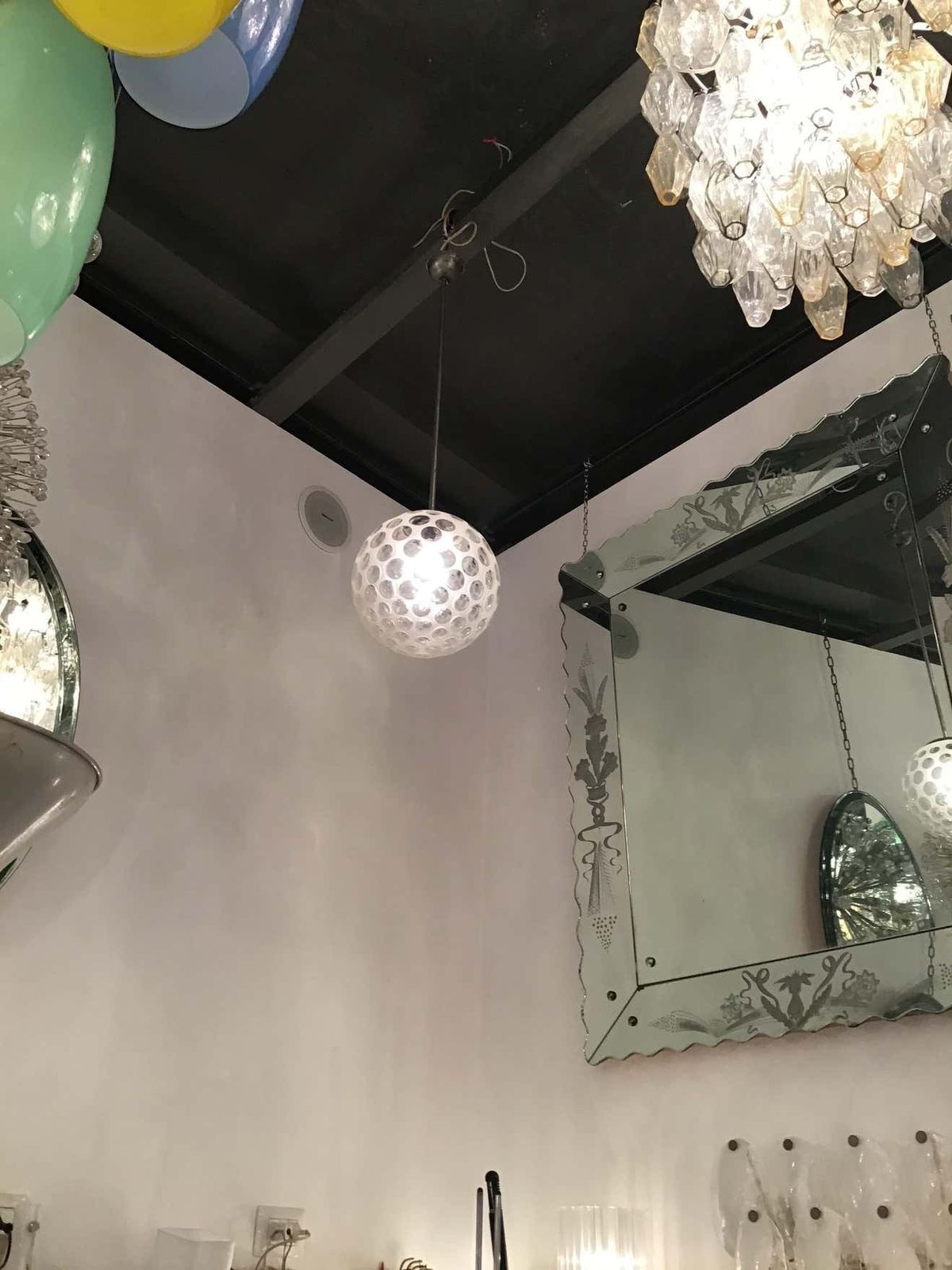 Lighting Venini Chandelier Metal Crome Murano 1950 Italy photo