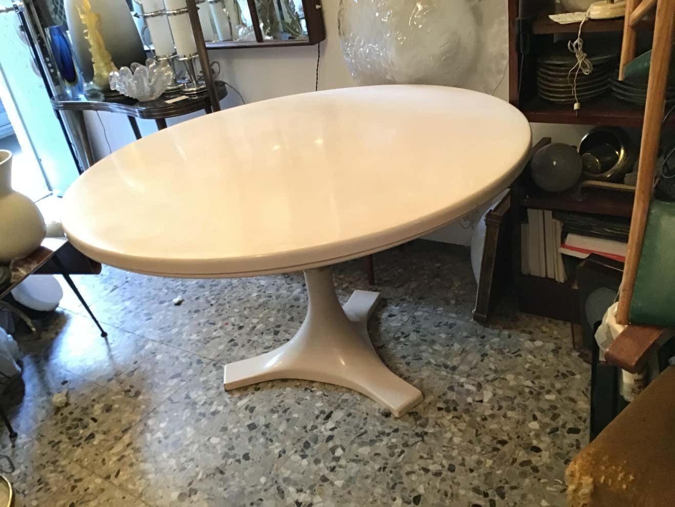 Ignazio Gardella And Anna Castelli Raund Table Metal Crome Plastic, 1966, Italy photo vintage