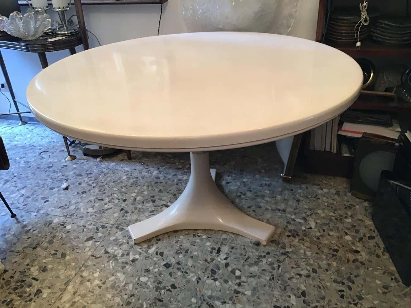 Furniture Ignazio Gardella And Anna Castelli Raund Table Metal Crome Plastic, 1966, Italy photo