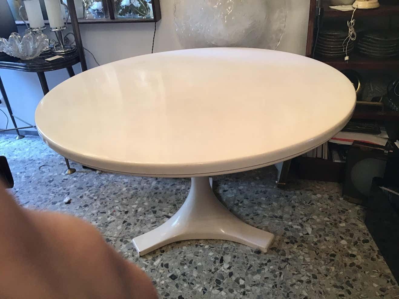 3170.0 Ignazio Gardella And Anna Castelli Raund Table Metal Crome Plastic, 1966, Italy photo