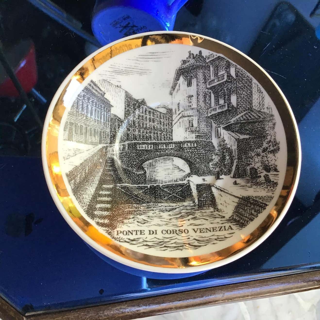 Fornasetti Porcelain Cup Of Coffee Gold “Ponte Corso Venezia”, 1950 photo furniture