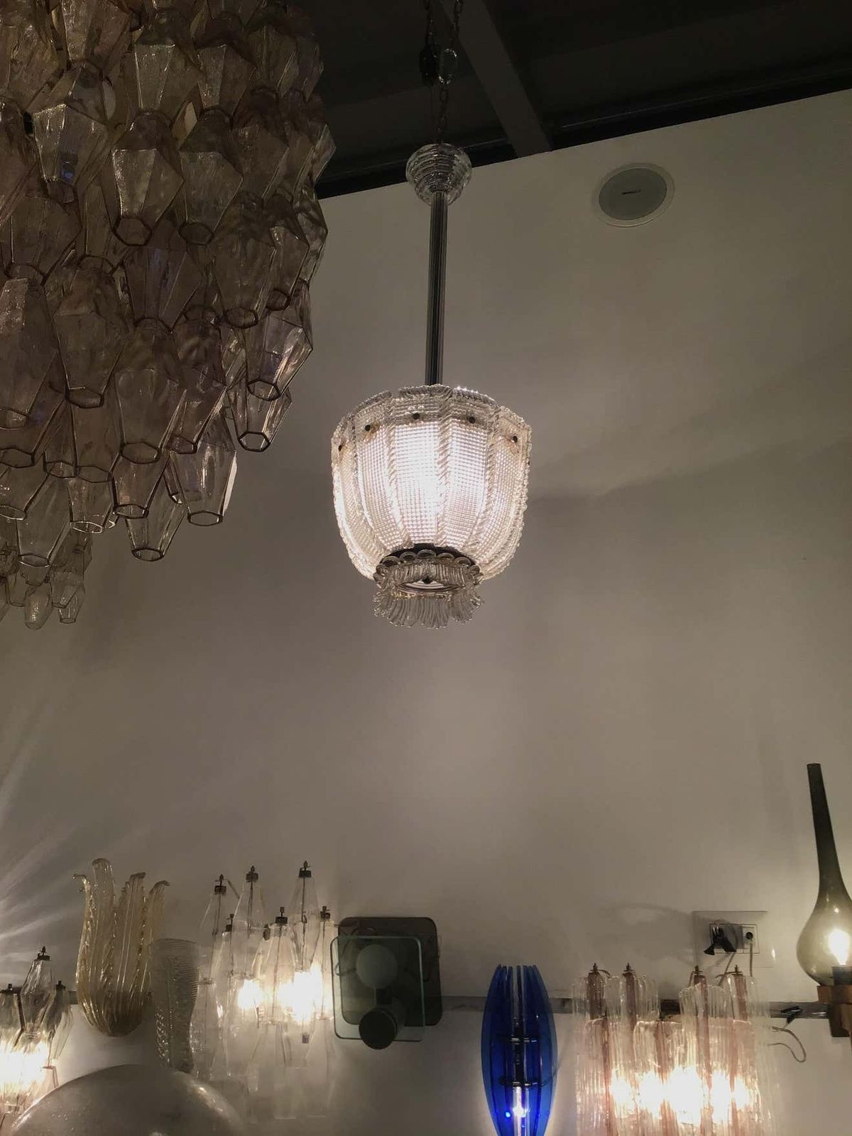 Venini Chandelier 1940 Murano Glass Iron Brass, Italy photo 4529.0