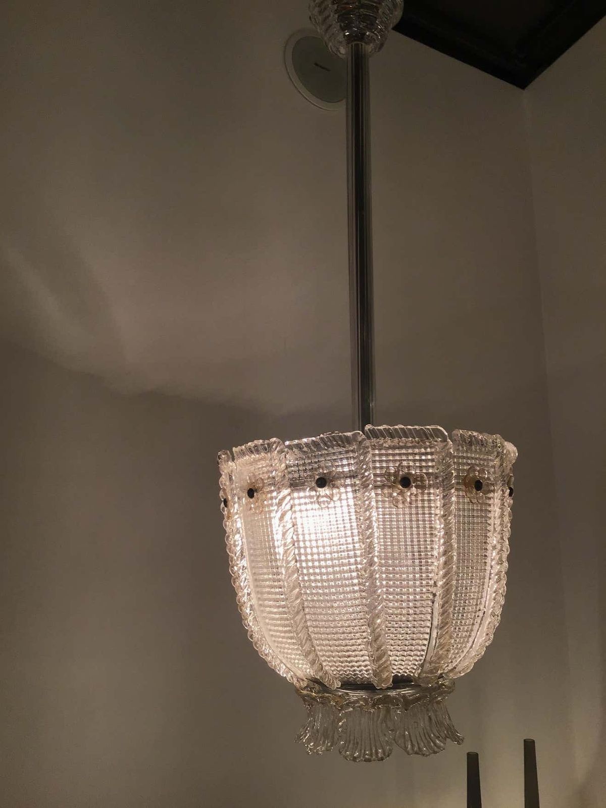Lighting Venini Chandelier 1940 Murano Glass Iron Brass, Italy photo