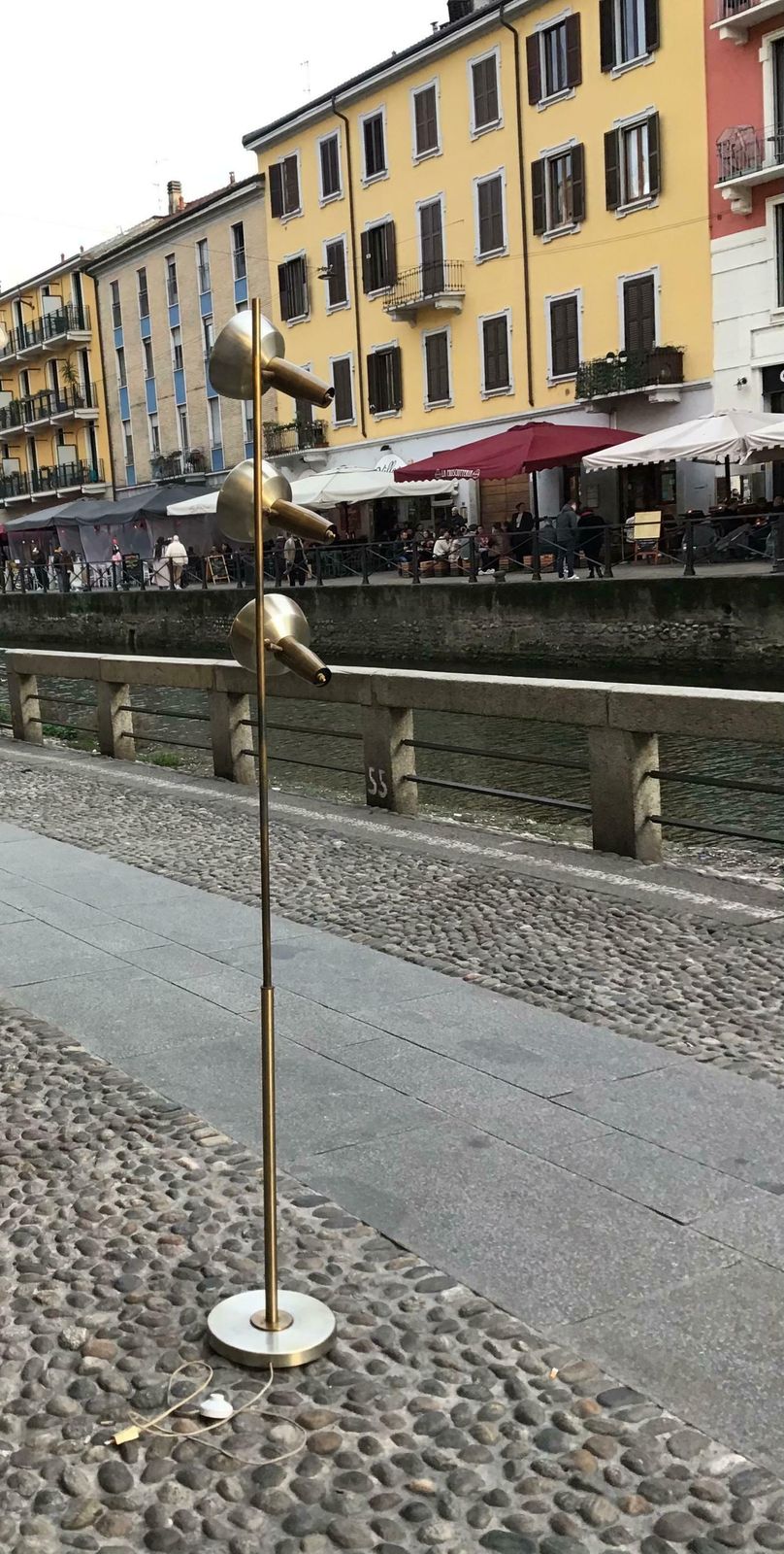 Oscar Torlasco “Lumi” Floor Lamp Brass Metal Crome 1950 Italy photo furniture