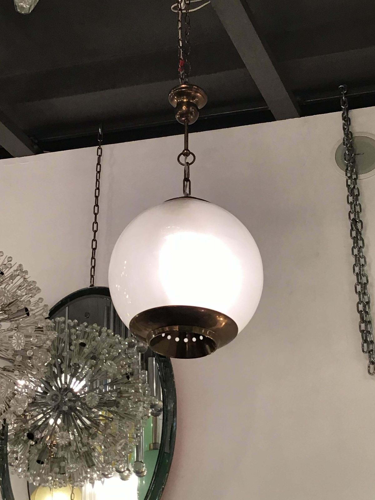 photo vinterior Luigi Caccia Dominioni Azucena Chandelier Brass Glass 1952 Italy