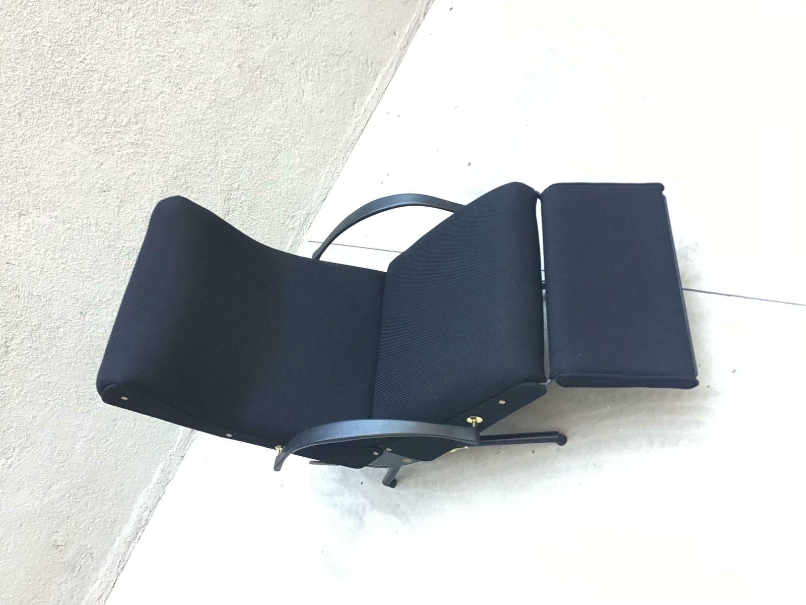 Osvaldo Borsani P40 Chaise Long Tecno Iron Brass Cloth 1955 Italy photo vintage