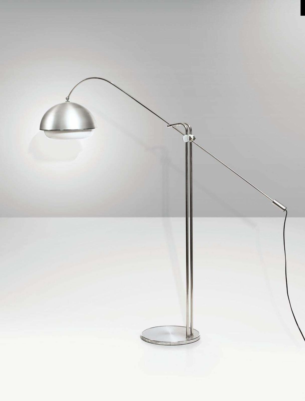 Reggiani Floor Lamp Chromed Metal Frame Plexiglass Lampshade Production Italia photo for sale