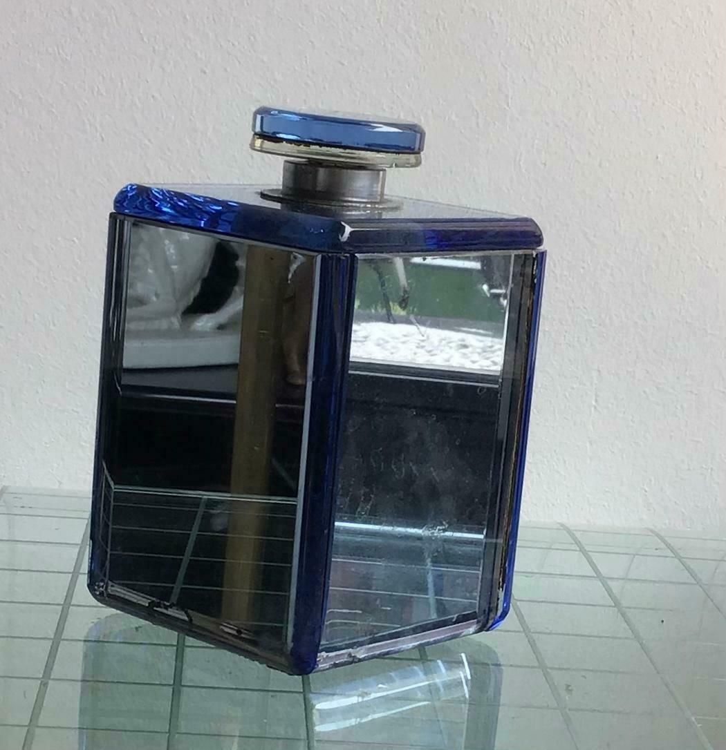 Fontana Arte Bottle Blu Glass Wood 1940 Italy photo for sale