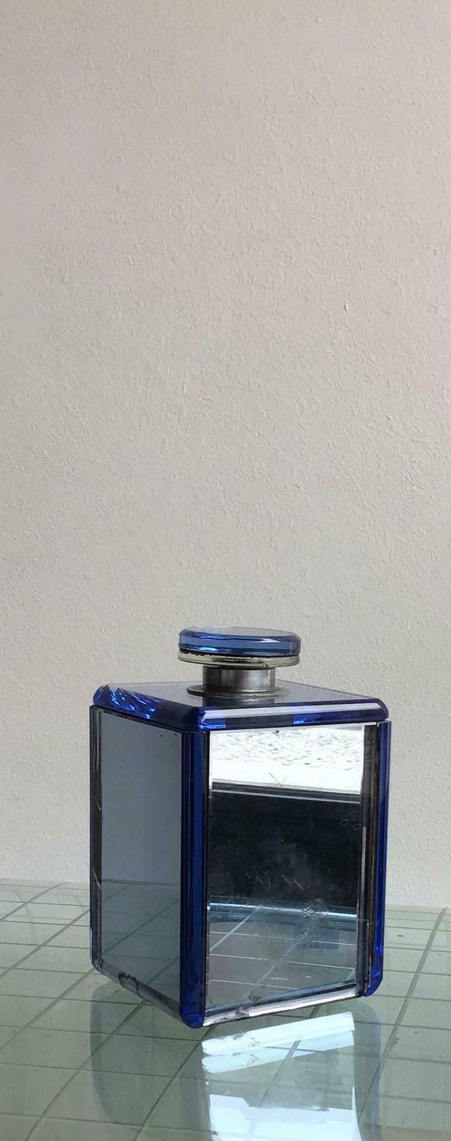 997.0 Fontana Arte Bottle Blu Glass Wood 1940 Italy photo