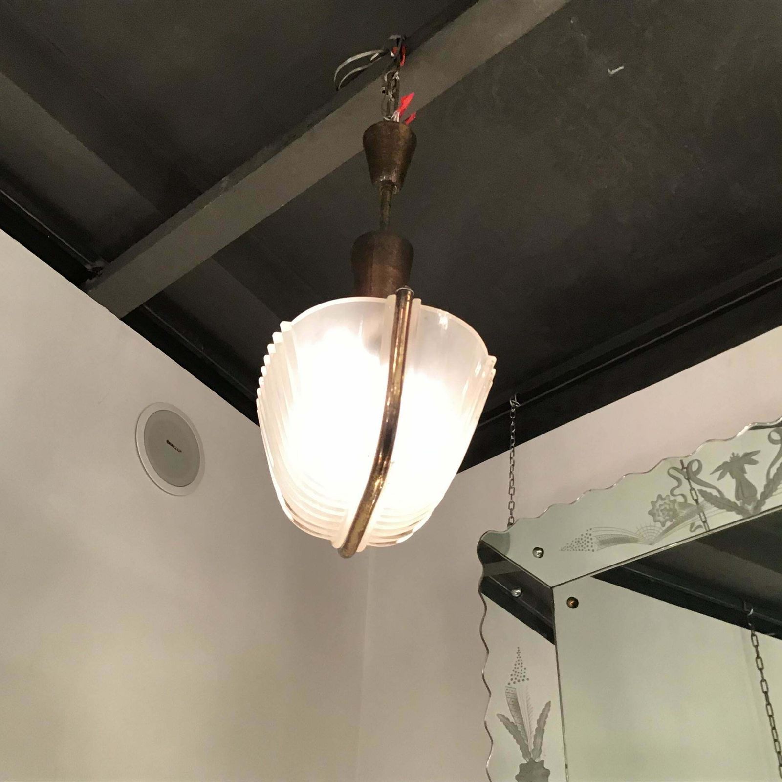 photo furniture Seguso Chandelier Brass Glass 1930 Italy